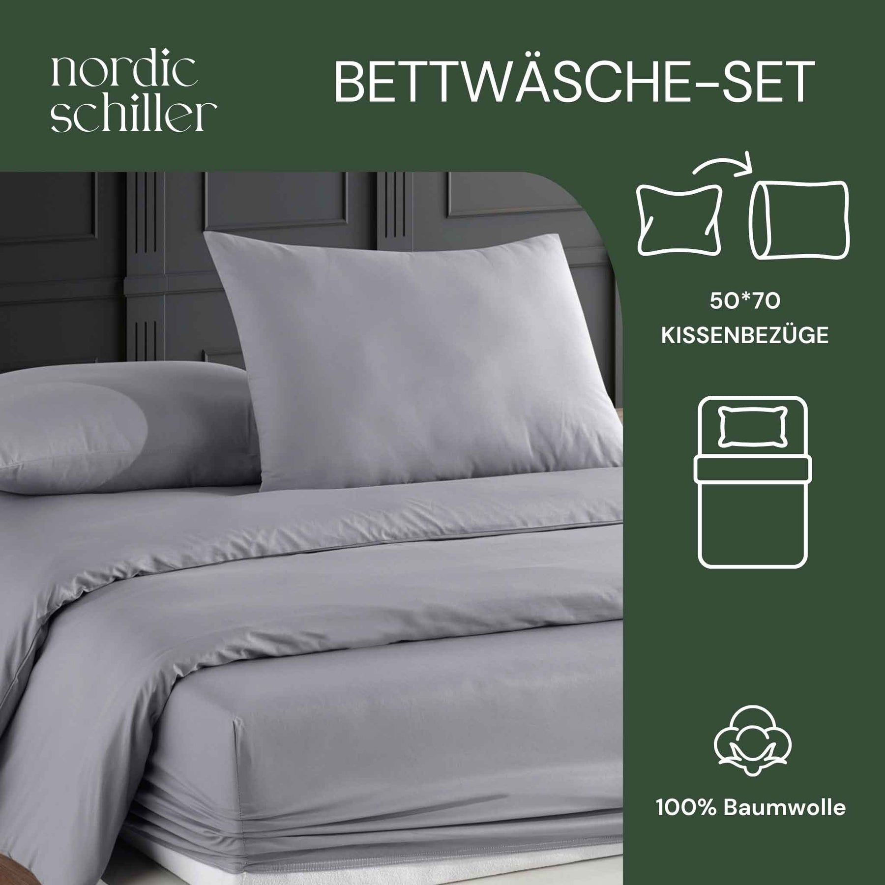 Nordic Schiller Bettwäsche-Set – 100% Baumwolle-Einzelperson