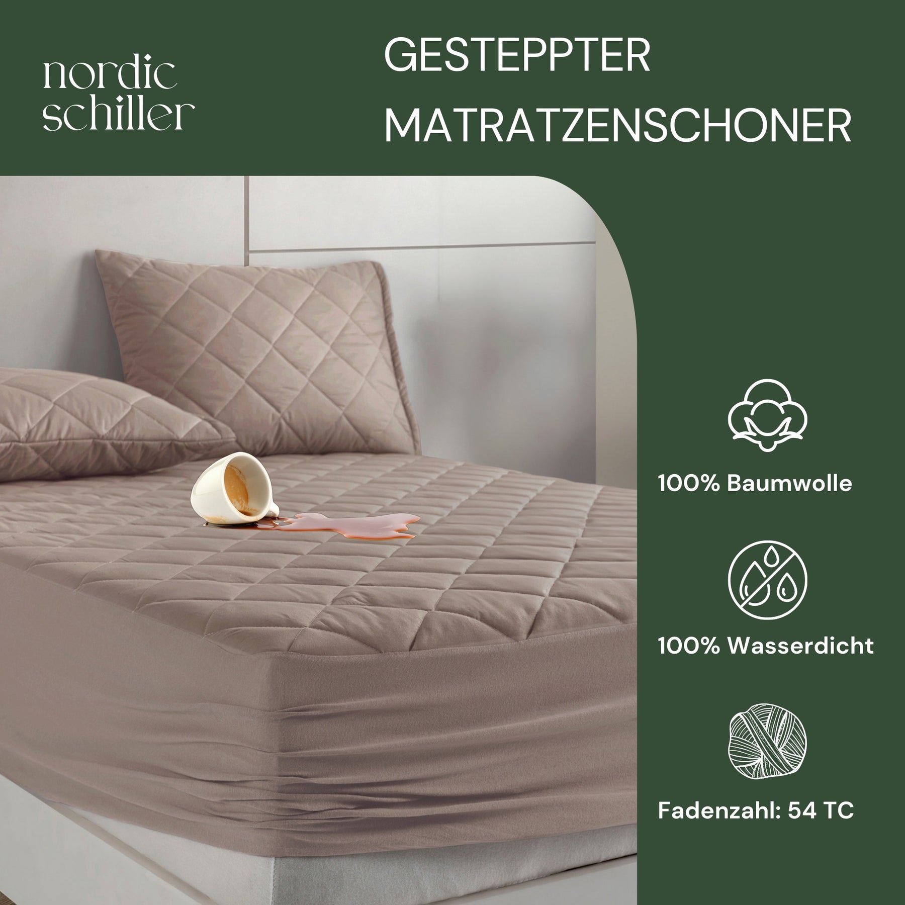 Nordic Schiller Gesteppt Wasserdichte Spannbettlakenartige Matratzenauflage