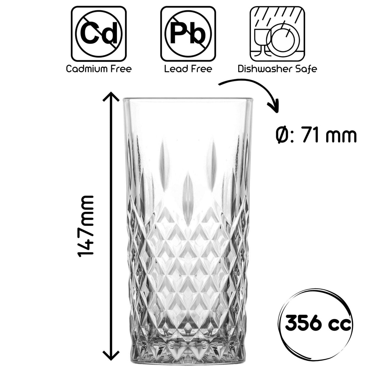 LAV Odin Longdrinkgläser – 356 ml (12 1/4 oz), 6er Set