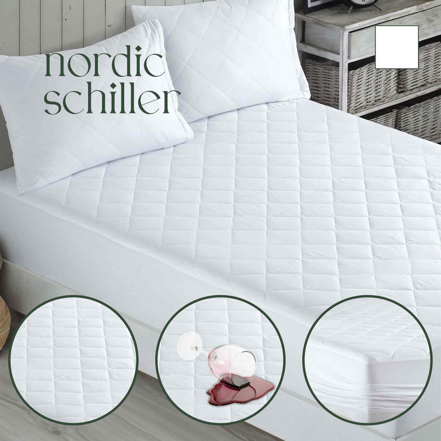 Nordic Schiller Mikrogesteppt Wasserdichte Fitted Matratzenauflage