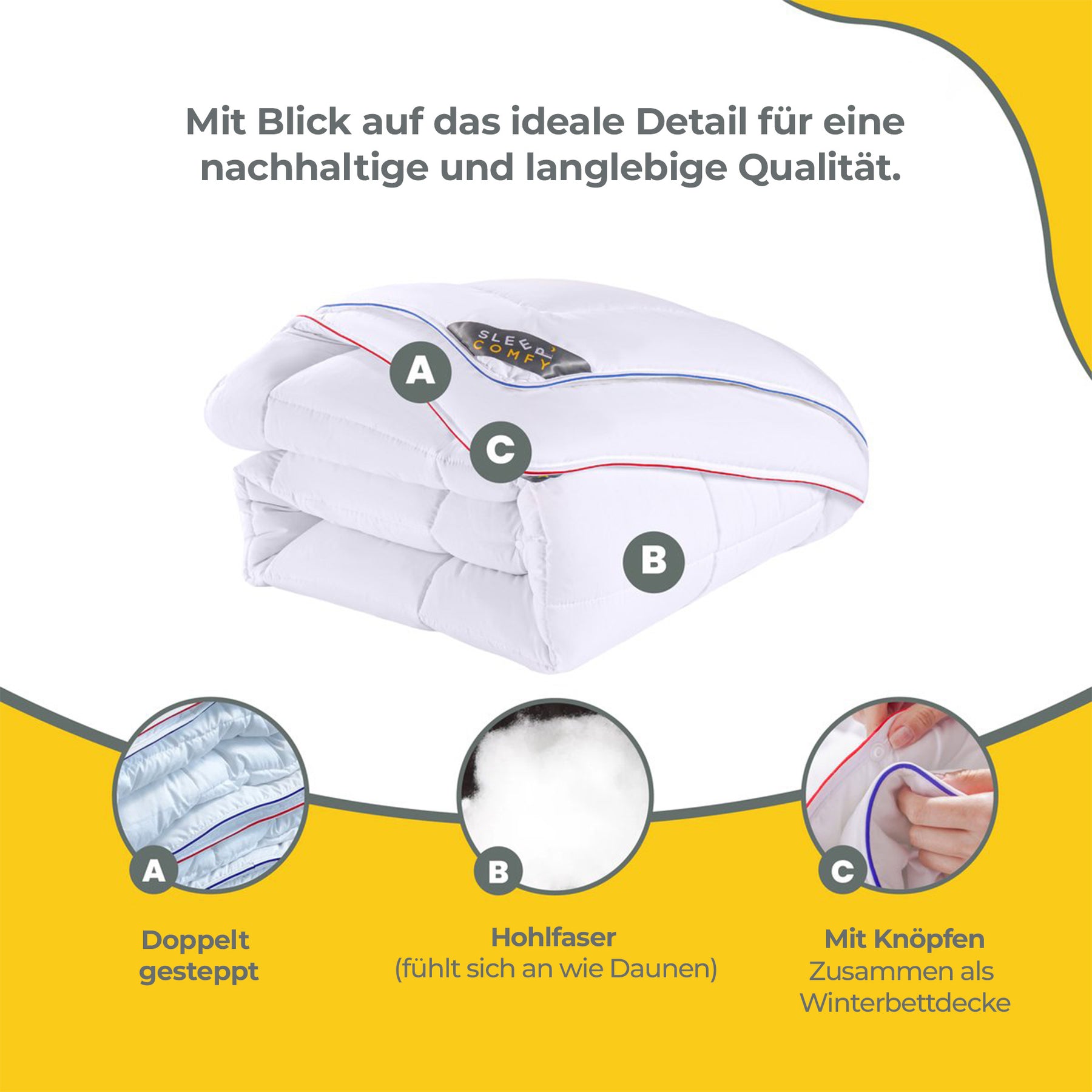 Sleep Comfy Thermo Balance - 4-Jahreszeiten Einzeldecke, Antiallergisch