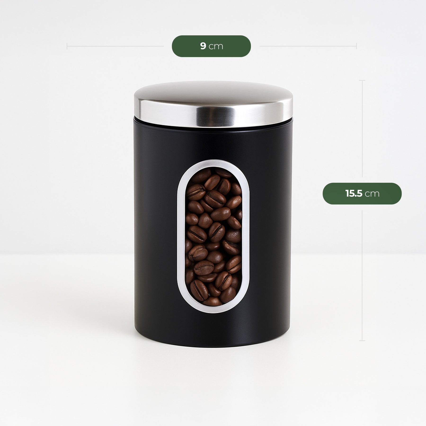 Michelino Marie Vorratsdosen 3er Set - 1L, 1.5L, 2.5L Vorratsgläser / Schwarz