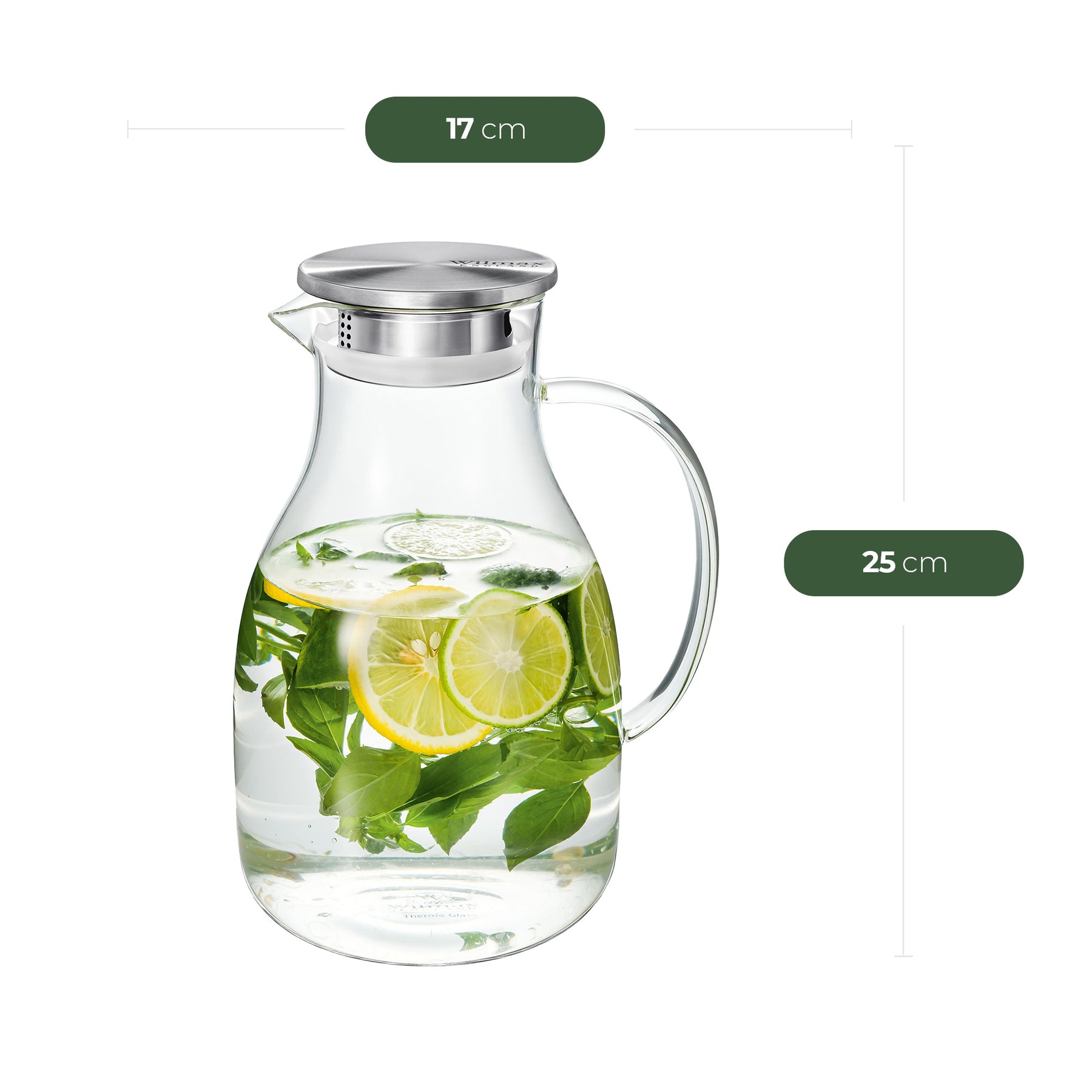 Wilmax Glaskrug 2,5 L mit Edelstahl-Deckel & LAV Longdrinkgläser 6er Set