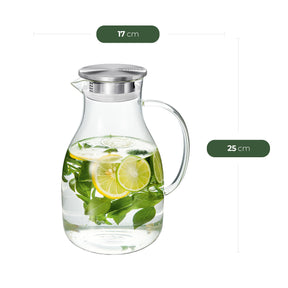 Wilmax Glaskrug 2,5 L mit Edelstahl-Deckel & LAV Longdrinkgläser 6er Set