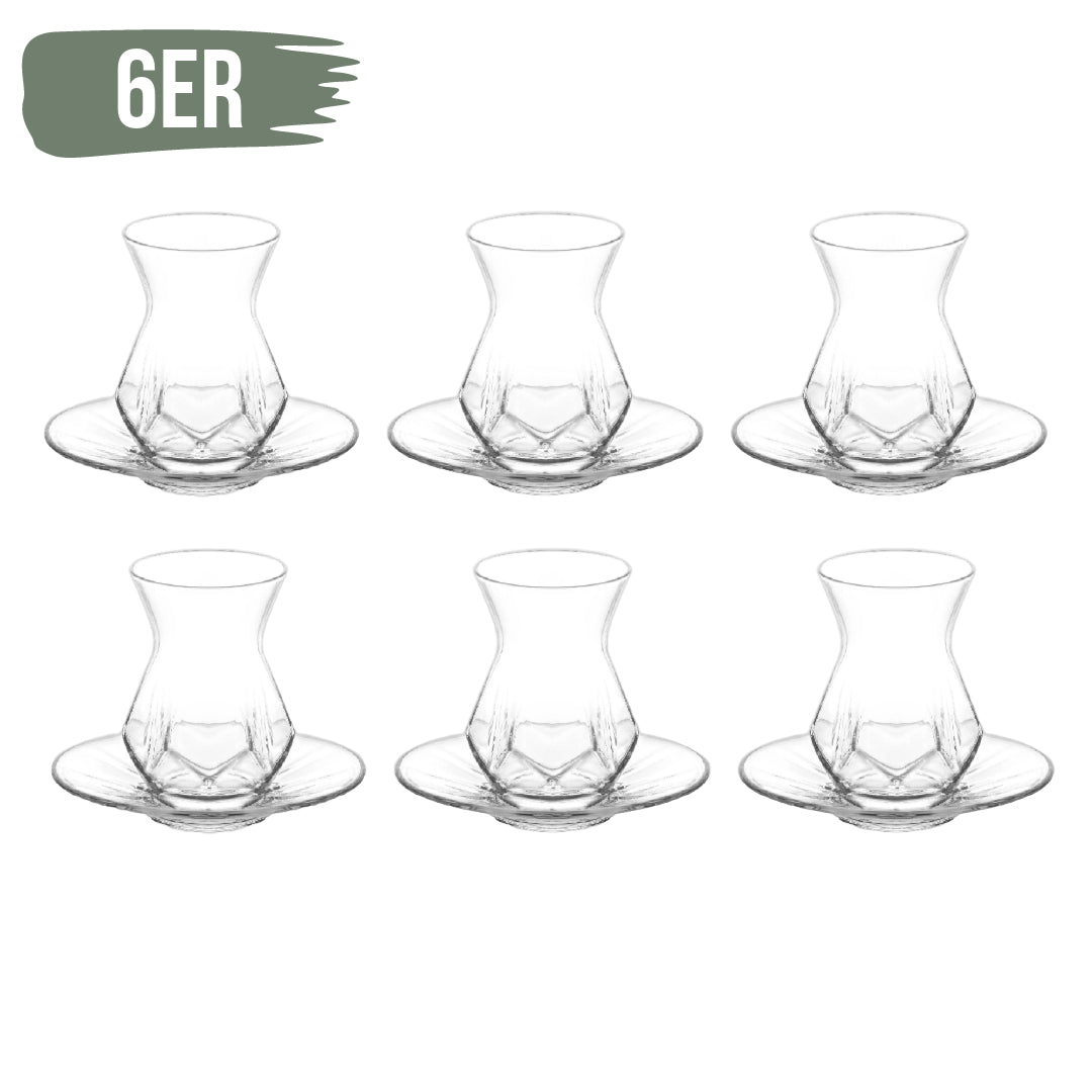LAV Alya Teegläser 165 ml (5 1/2 oz) - 6 Gläser & 6 Unterteller Set