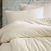 Nordic Schiller Einzelbettwäsche-Set mit gestreiften elastischen Laken - 160x220 cm, Beige