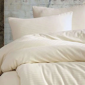 Nordic Schiller Einzelbettwäsche-Set mit gestreiften elastischen Laken - 160x220 cm, Beige