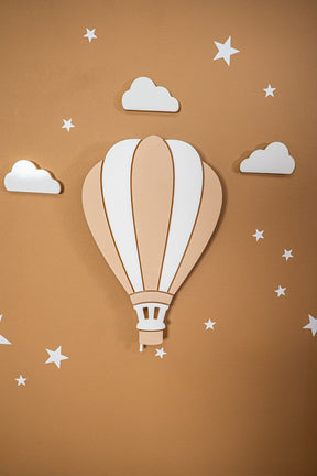 Cozy Collections Handbemalte LED-Wandleuchte Heißluftballon aus Holz – Pastell (Rosa/Beige/Grün), Einzel/Duo/3er-Set