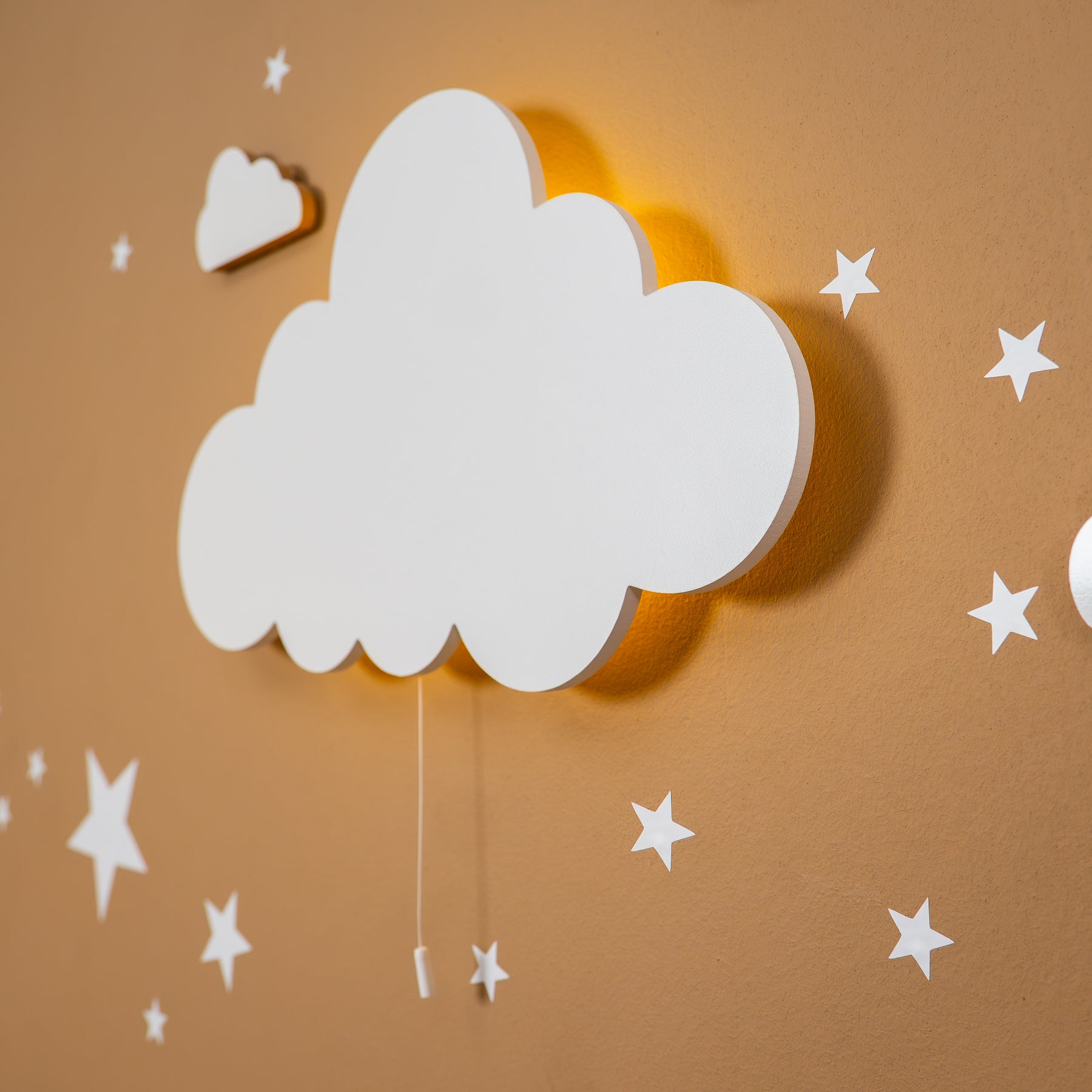 Cozy Collection LED-Wandnachtlicht Ballons & Wolke aus Massivholz – handbemalt, Pastell (Blau/Grün/Weiß),Set-Optionen