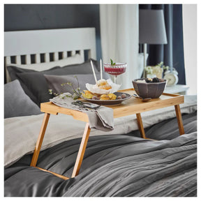 Erkugo Bett-Tablett aus Bambus mit klappbaren Beinen