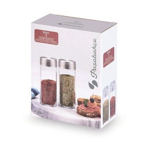 Pasabahce Basic 2er Salz- & Pfefferstreuer 240 ml – Glasbehälter mit Edelstahldeckel
