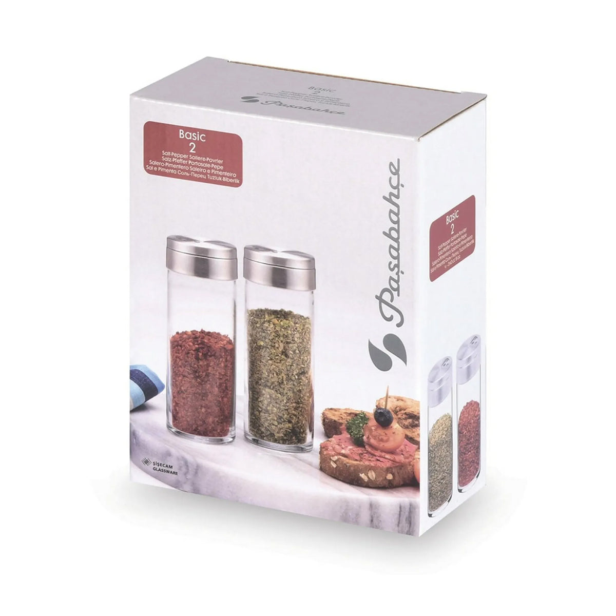Pasabahce Basic 2er Salz- & Pfefferstreuer 240 ml – Glasbehälter mit Edelstahldeckel