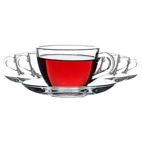 Pasabahce Basic Glastassen Set mit Unterteller 12-tlg 238 ml