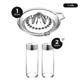 Pasabahce Küchenhelfer Set - Zitronenpresse & Gewürzstreuer - Alle Teile