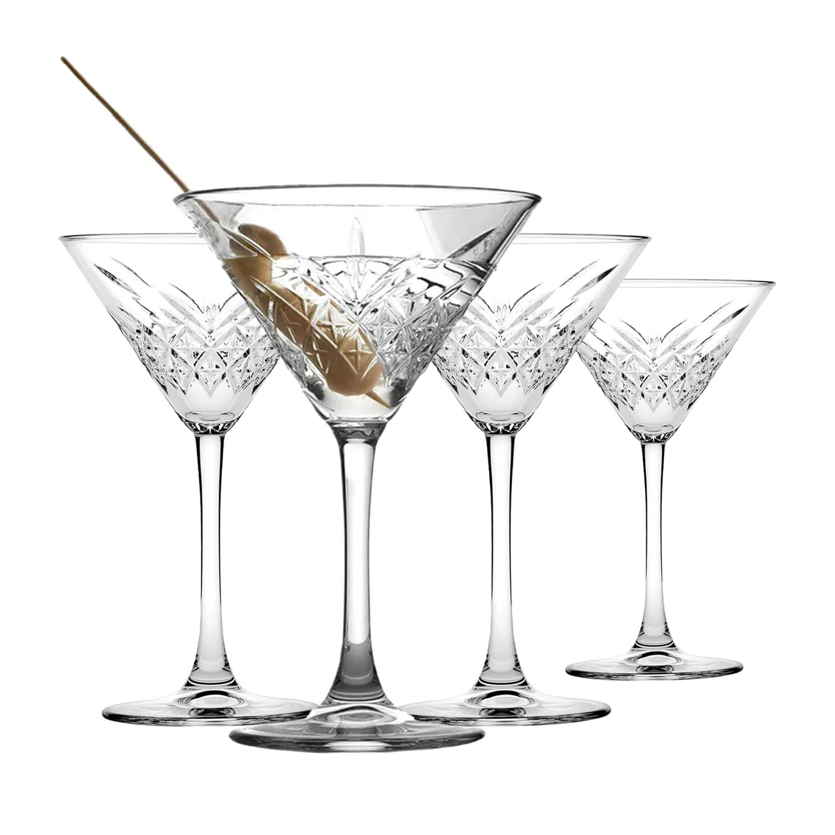 Pasabahce Trinkgläser Golden Martini, Kristalldesign, 230cc, 4er-Set