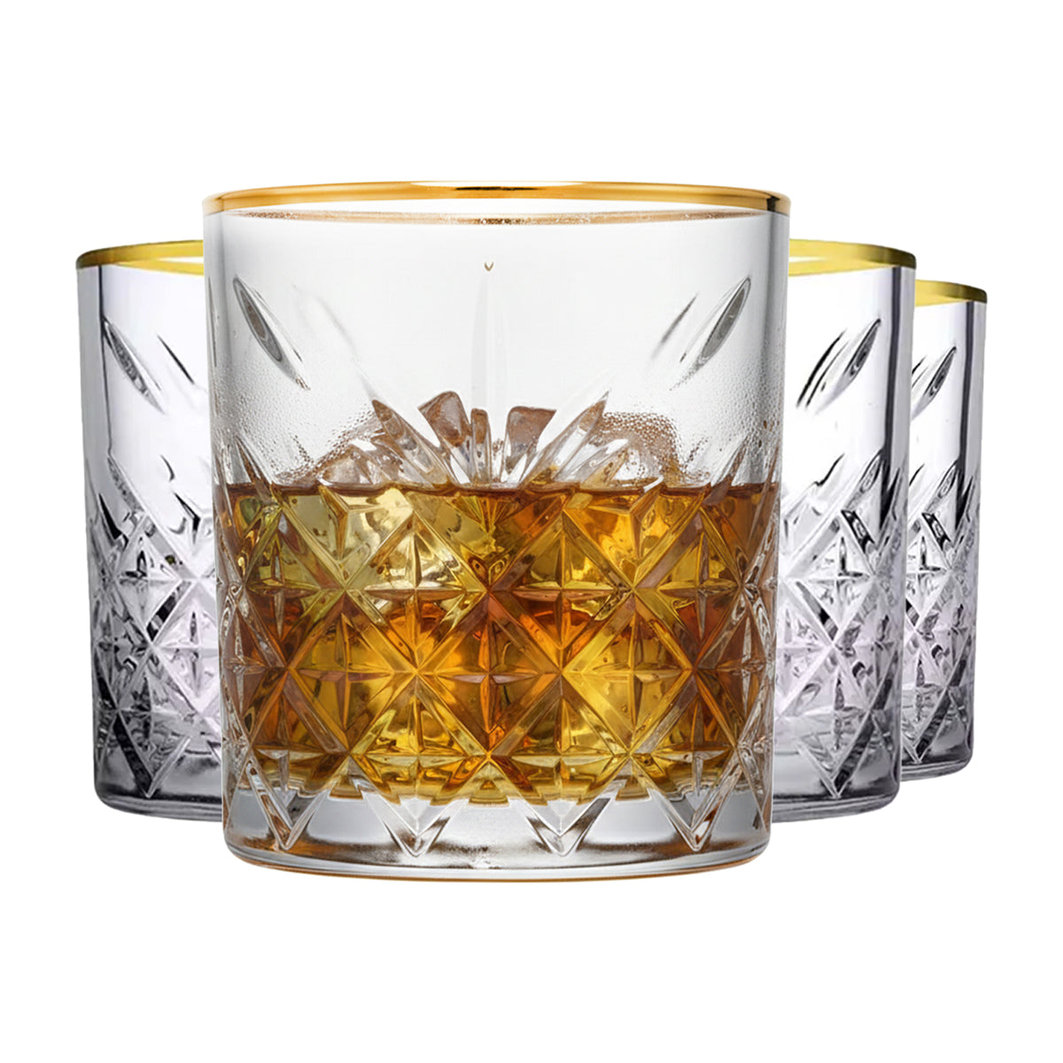 Pasabahce Trinkgläser Golden, Kristalldesign, 345 ml, 4er-Set