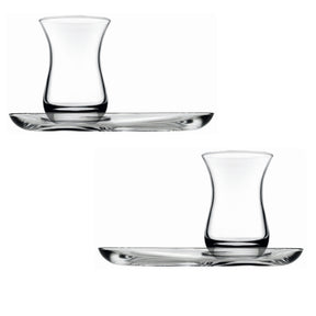 Pasabahce Aida Teeset - 4-teiliges Teeglas und Untertasse, 160 ml