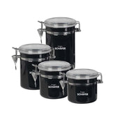 Schäfer Metallic Black, Silber, Rot Vorratsdosen-Set - 4-teilig, 0,5 l bis 2,0 l - Alle Teile - Schwarz
