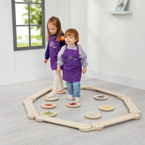 Cozy Collections Modularer Balancierbalken aus Naturholz – 6-teiliges Montessori-Set, Höhe 1,5 cm, für Kinder 2–8 Jahre