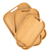 Bambus Tablett-Set rechteckig 3-teilig - Serviertabletts
