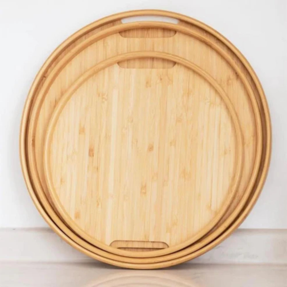 Bambus Tablett-Set oval 3-teilig - Serviertabletts
