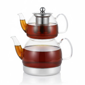 Schafer Home Aura Doppel Glasteekanne Induktion 600 ml 1,5 L klar