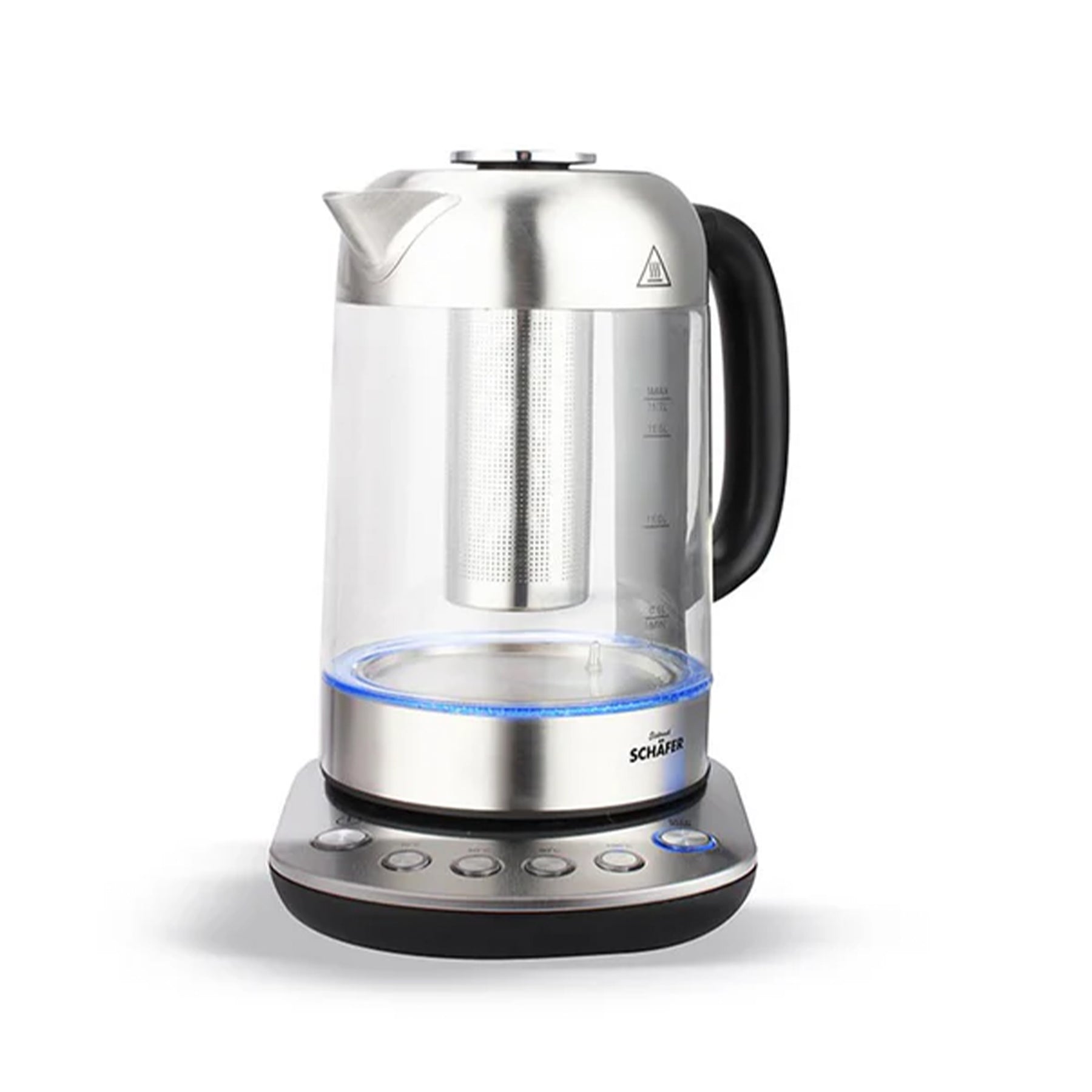 Schafer Wasserkocher 1,7 L Glas Edelstahl mit Timer