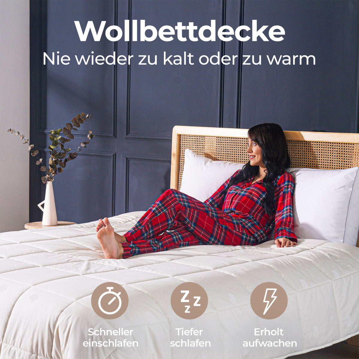 Sleep Comfy Wolle Bettdecke - Ganzjahresdecke Einzelbett, 100 % Schurwolle