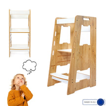 Cozy Collections Kompletter Montessori-Lernturm aus Holz – verstellbarer Tritthocker mit 3 Höhen (28/38/46 cm), 2–6 Jahre, bis 50 kg