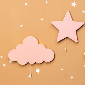 Cozy Collections LED-Sternen-Nachtlicht aus Naturholz – Rosa Stern / Wolken-Set (LED, Batteriebetrieb)