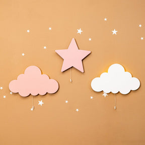 Cozy Collections LED-Sternen-Nachtlicht aus Naturholz – Rosa Stern / Wolken-Set (LED, Batteriebetrieb)