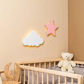 Cozy Collections LED-Sternen-Nachtlicht aus Naturholz – Rosa Stern / Wolken-Set (LED, Batteriebetrieb)