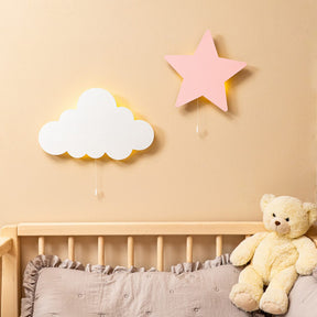 Cozy Collections LED-Sternen-Nachtlicht aus Naturholz – Rosa Stern / Wolken-Set (LED, Batteriebetrieb)
