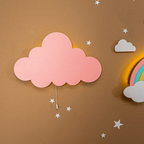 Cozy Collections Regenbogen LED-Wandnachtleuchte aus Holz mit handbemalten Wolken – 4 Pastellfarben, 9V batteriebetrieben, Set-Optionen