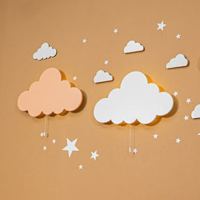 Cozy Collections Handbemalte LED-Wandleuchte Wolke aus Holz – Pastell (Rosa/Grau/Beige), 9V batteriebetrieben, Einzel/Duo/3er-Set