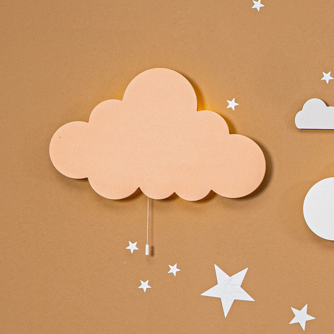 Cozy Collections LED-Sternen-Nachtlicht aus Naturholz – Rosa Stern / Wolken-Set (LED, Batteriebetrieb)
