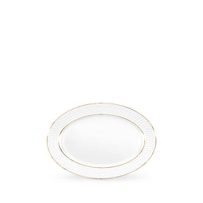 Wilmax Servierplatte oval 20x14 cm Weiß Porzellan mit Goldlinien WL-880102114/A