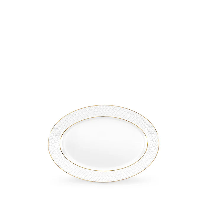 Wilmax Servierplatte oval 20x14 cm Weiß Porzellan mit Goldlinien WL-880102114/A