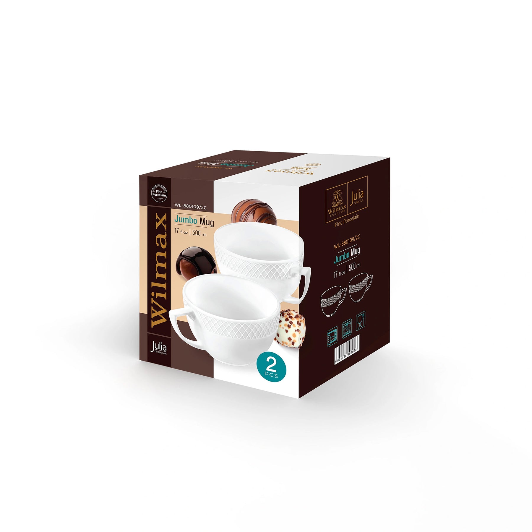 Wilmax Jumbo Cups 500 ml, 2er-Set, Porzellan