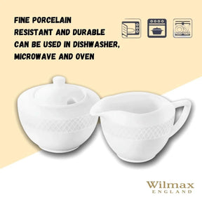 Wilmax Zucker- und Milchkännchen-Set, 2-tlg, Porzellan, 340 ml