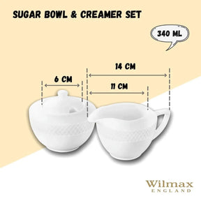 Wilmax Zucker- und Milchkännchen-Set, 2-tlg, Porzellan, 340 ml