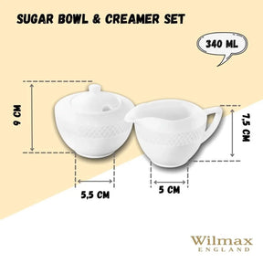 Wilmax Zucker- und Milchkännchen-Set, 2-tlg, Porzellan, 340 ml