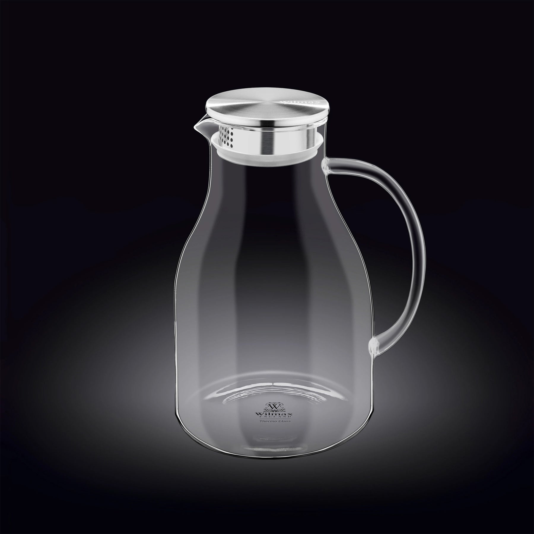 Wilmax Borosilikat Glas Krug mit Edelstahl-Deckel