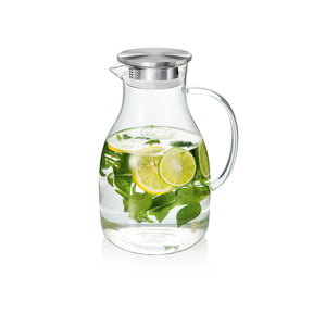 Wilmax Borosilikat Glas Krug mit Edelstahl-Deckel