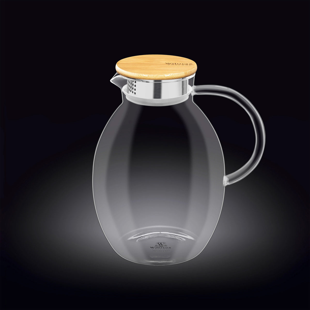 Wilmax Borosilikat Glas Krug mit Bambusdeckel