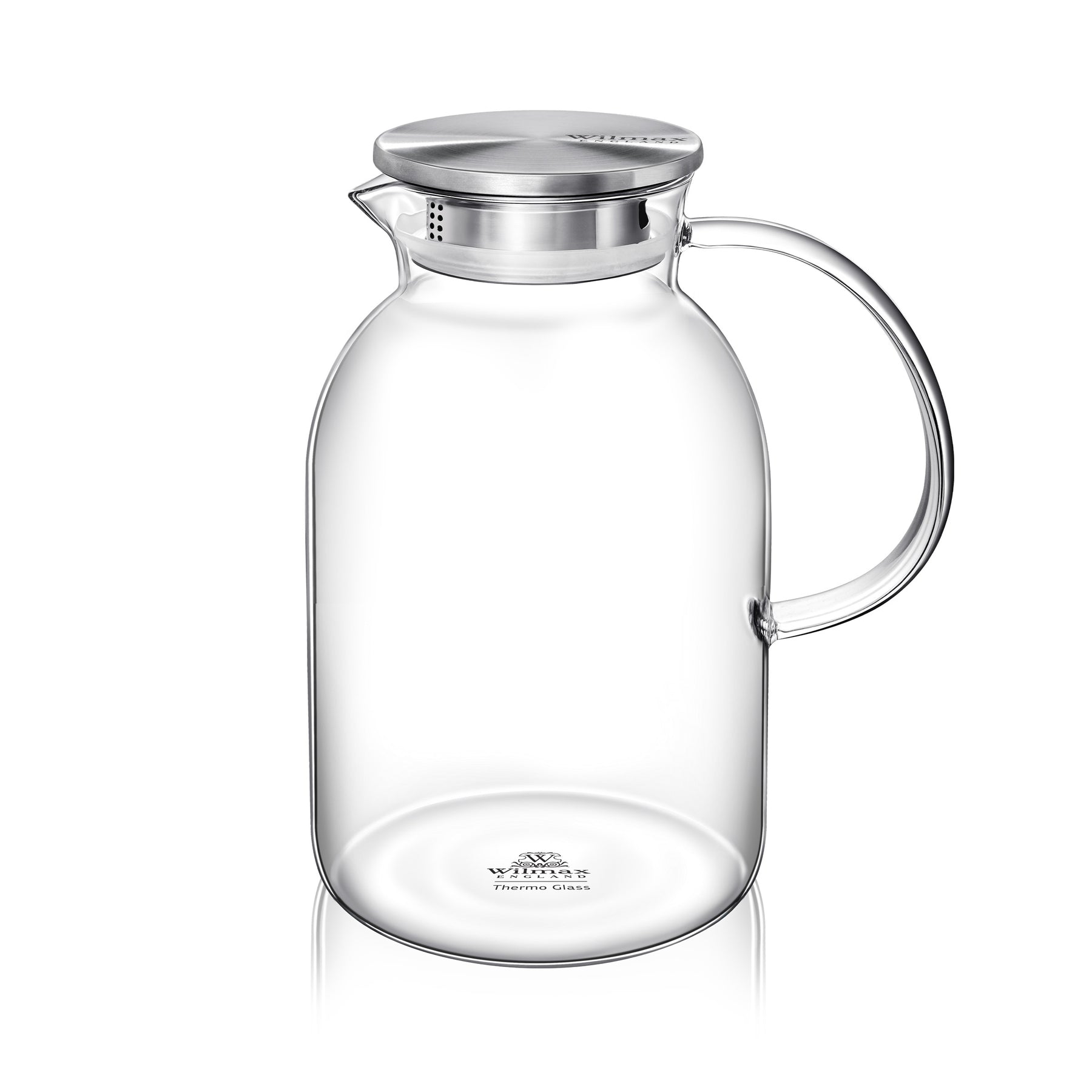 Wilmax Borosilikat Glas Krug mit Edelstahl-Deckel