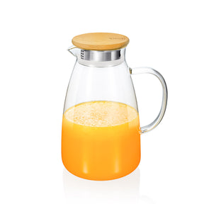 Wilmax Borosilikat Glas Krug mit Bambusdeckel