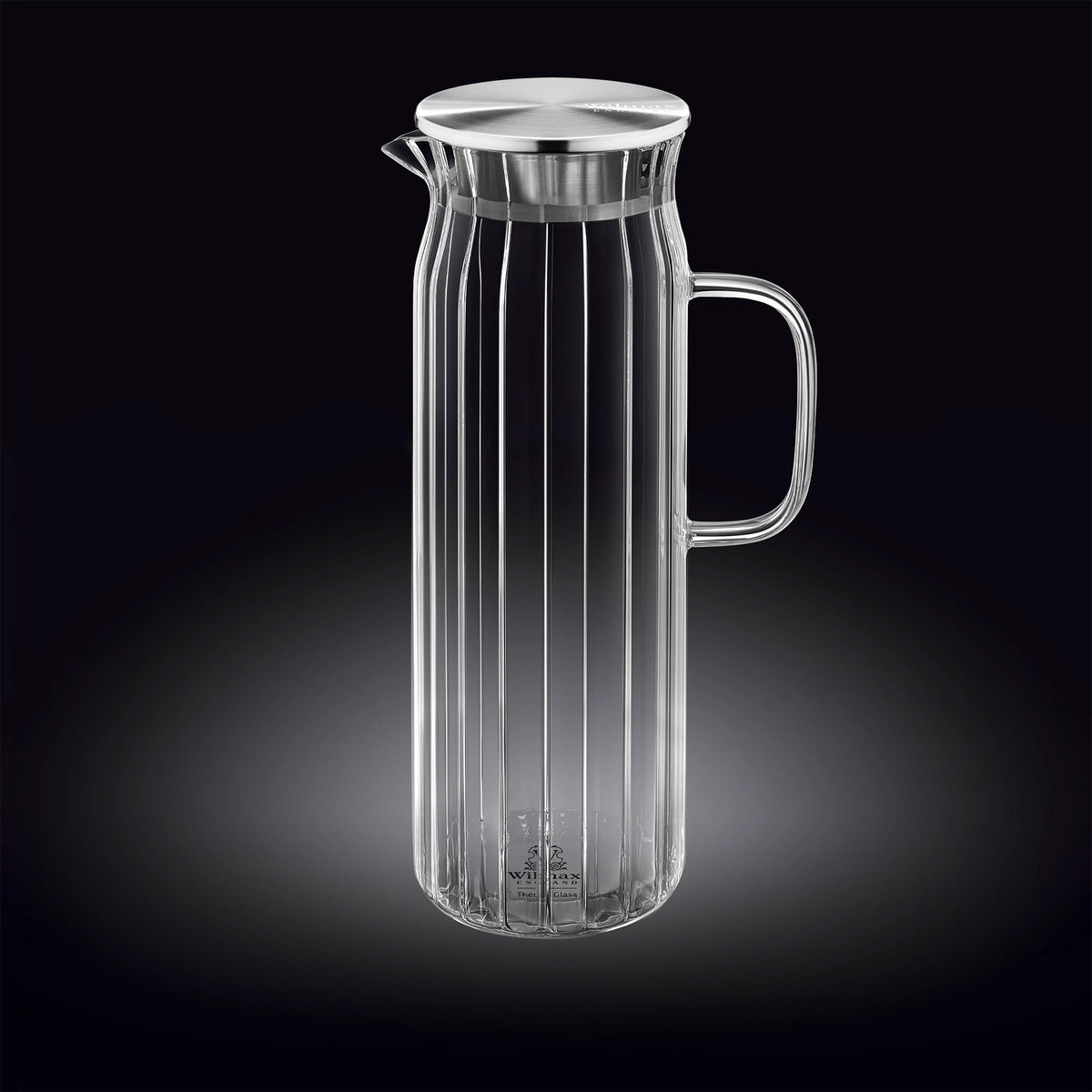 Wilmax Borosilikat Glas Krug mit Edelstahl-Deckel