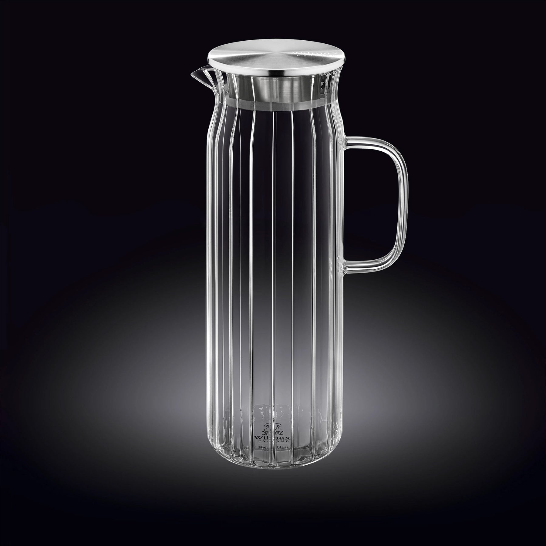 Wilmax Glaskaraffe 1500 ml mit Edelstahl-Deckel