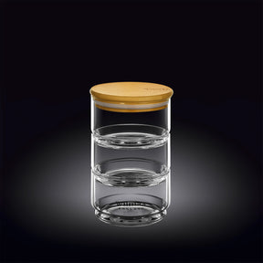 Wilmax 3-stufiges Vorratsglas, 12 x 20 cm, Thermo-Glas & Bambusdeckel
